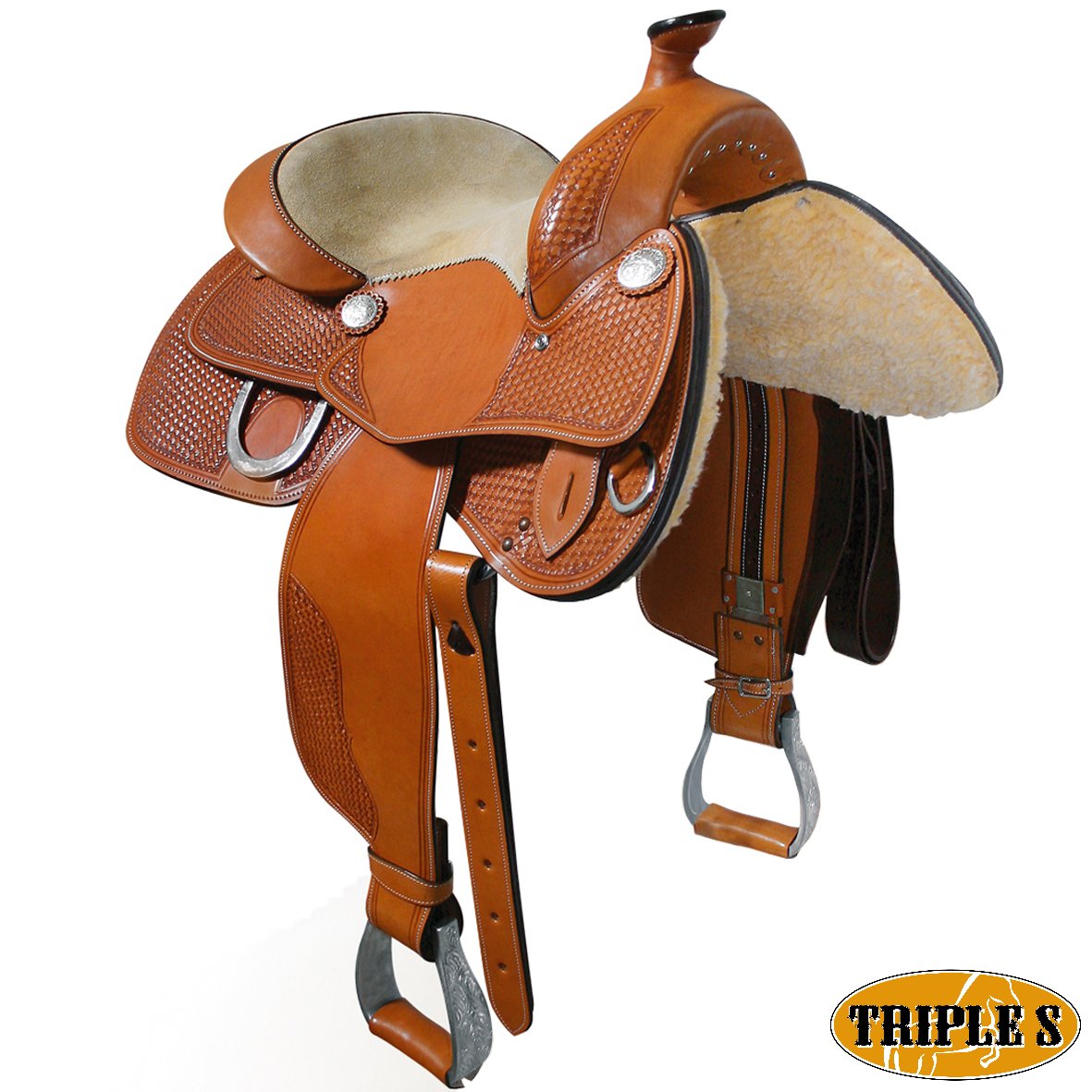 Sella Western In Pelle 14" Tough 1 King Series - Modello KS1824 - Naturale Grezzo